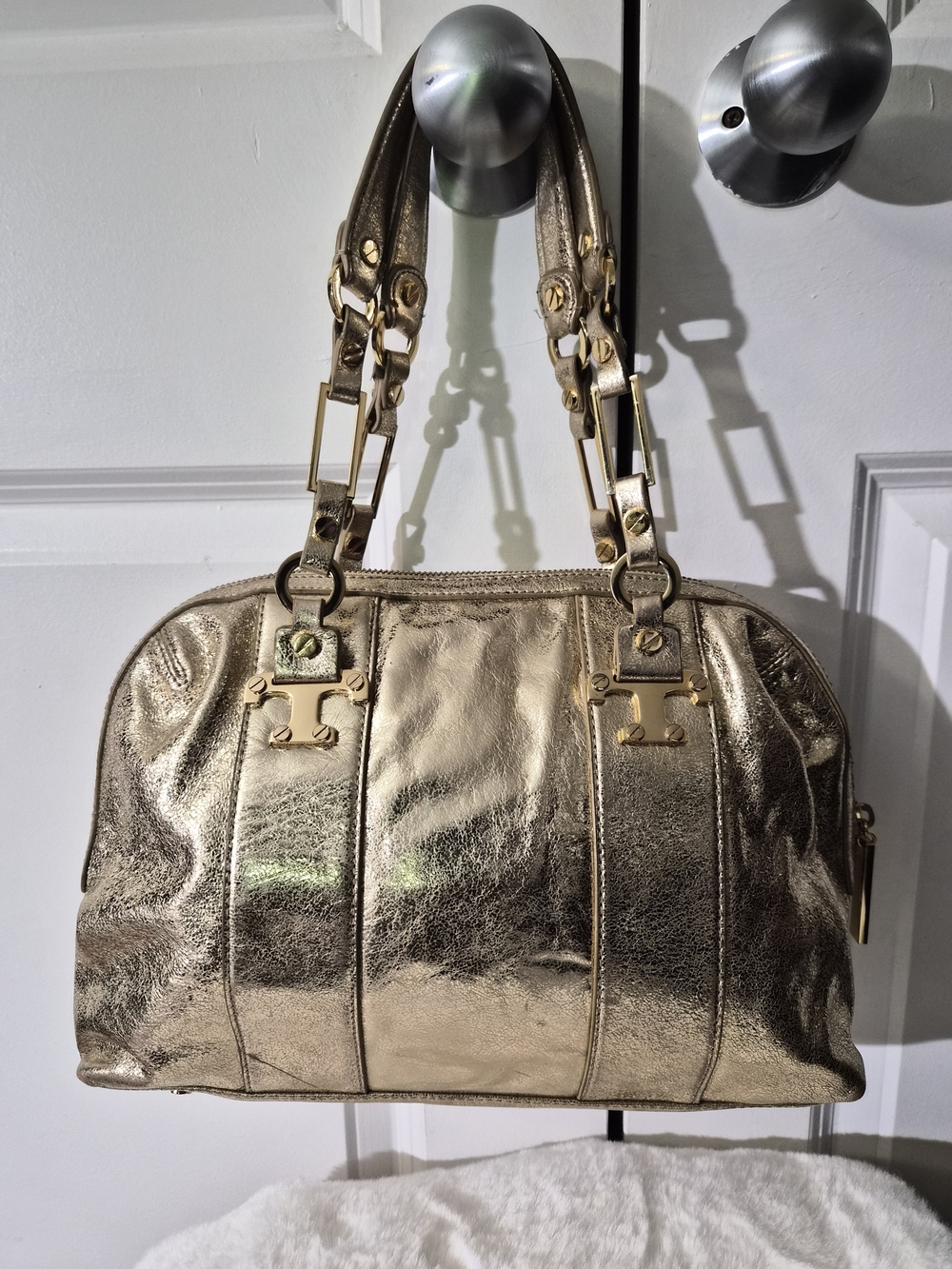 Tory Burch Metallic Gold Women’s Satchel Handbag